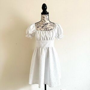 Chic White Puff Sleeve Mini Dress